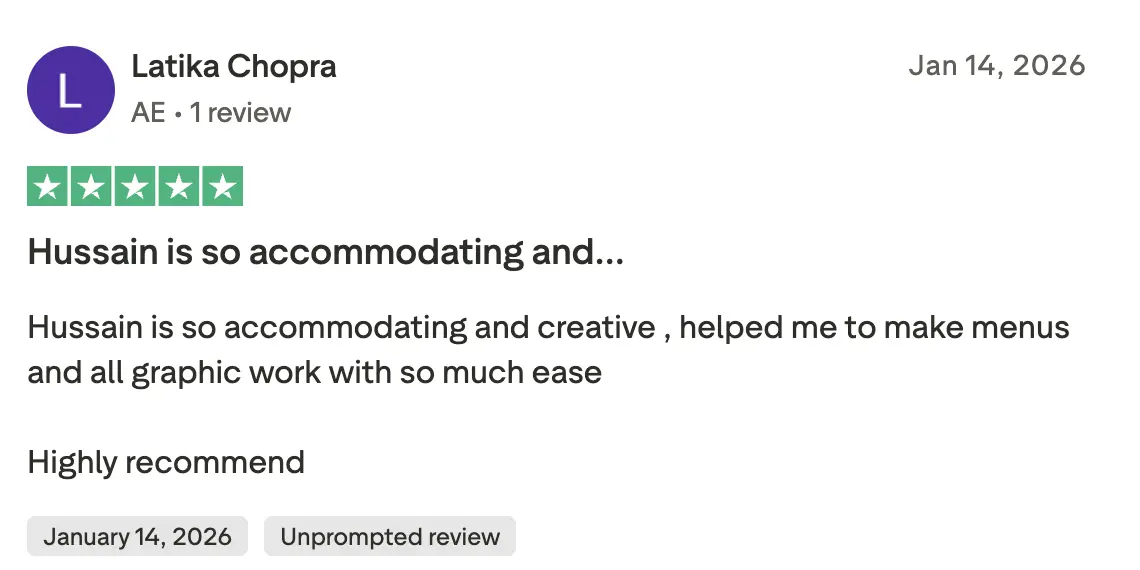 Five-star Trustpilot review by Latika Chopra